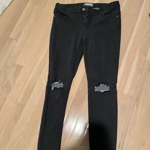 Free people black distressed wash ripped jeans